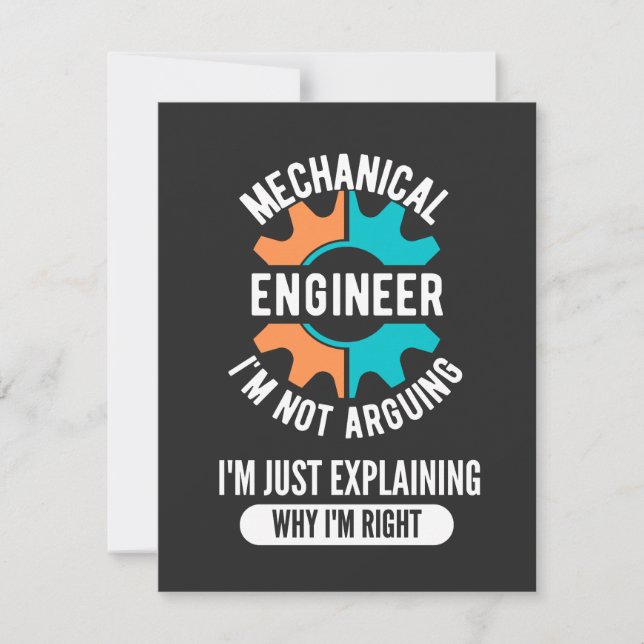 Funny Mechanical Engineer, Mechanical Engineering Thank You Card (Front)