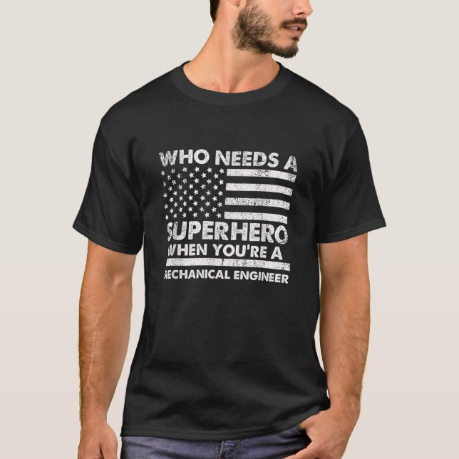 Funny Mechanical Engineer Superhero Vintage Tee Fo (Front)