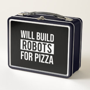 Funny Mechanical Engineering Robots Pizza Robotics Metal Lunch Box