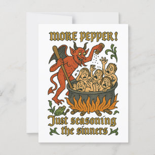 Funny Mediaeval Meme Devil Cartoon Halloween Postcard