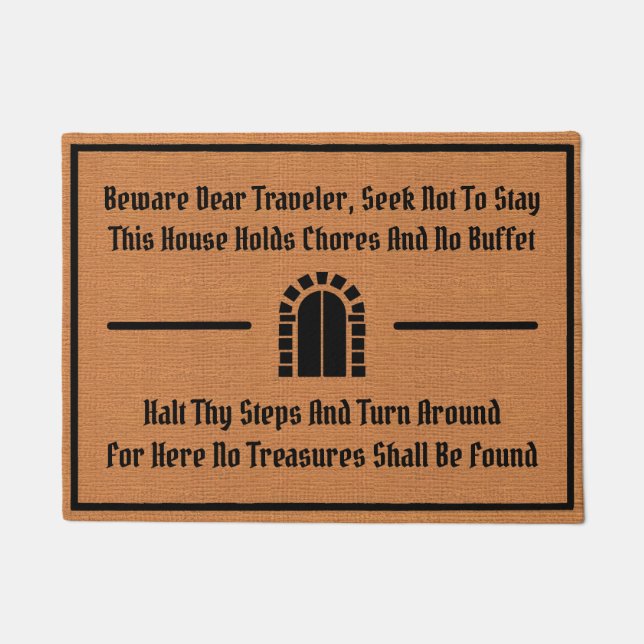 Funny Mediaeval Old English Humour Rustic Minimali Doormat (Front)