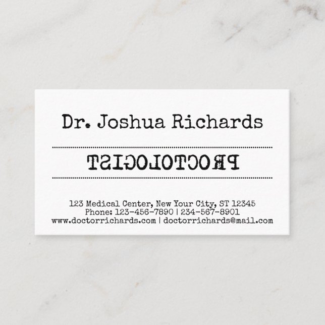 Funny medical doctor customisable business card (Front)