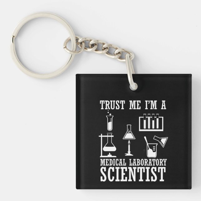 Funny medical lab tech scientist humour laboratory key ring (Front)