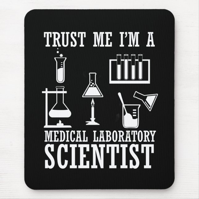 Funny medical lab tech scientist humour laboratory mouse pad (Front)