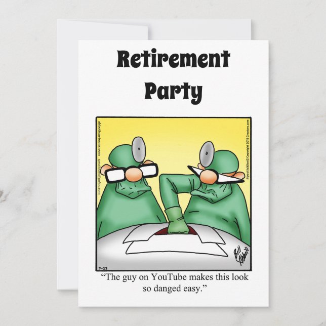 Funny Medical Retirement Humour Party Invitations (Front)