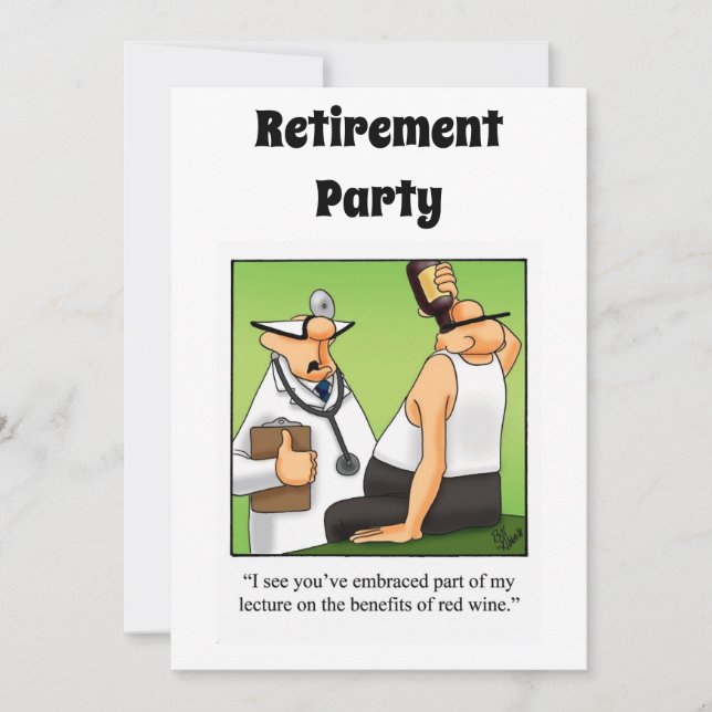 Funny Medical Retirement Humour Party Invitations (Front)