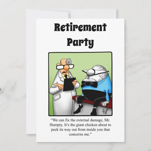 Funny Medical Retirement Humour Party Invitations (Front)