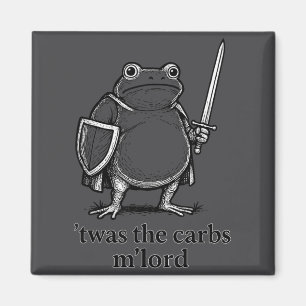 Funny Medieval Frog Meme Carbs Knight M'lord Quote Magnet