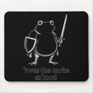 Funny Medieval Frog Meme Carbs Knight M'lord Quote Mouse Pad