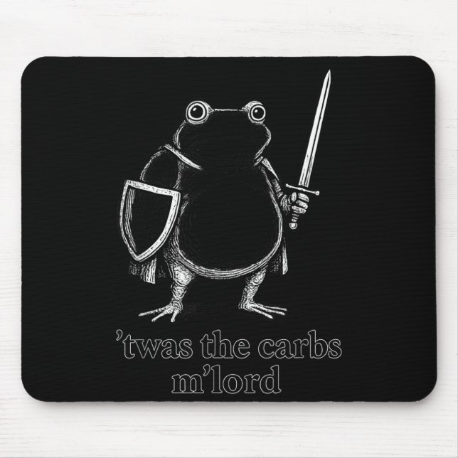 Funny Medieval Frog Meme Carbs Knight M'lord Quote Mouse Pad (Front)