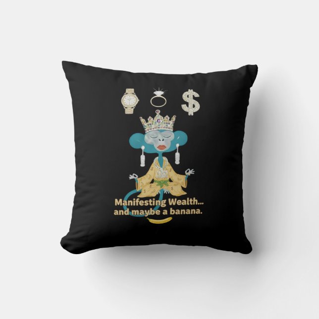 Funny Meditating Monkey  Cushion (Front)