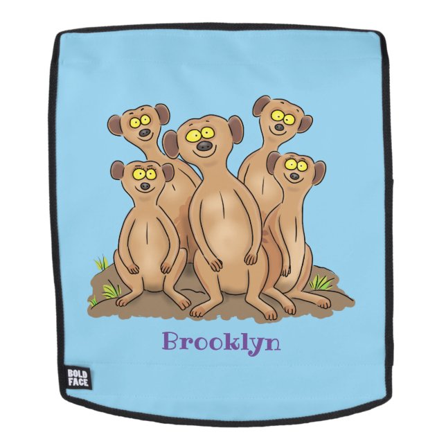 Funny meerkat family cartoon illustration backpack (Removable Face)