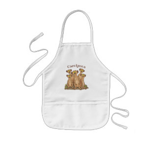 Funny meerkat family cartoon illustration kids apron