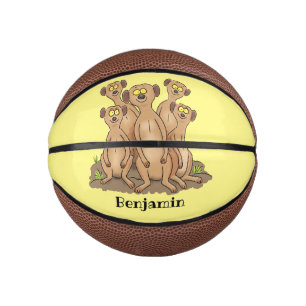 Funny meerkat family cartoon illustration mini basketball