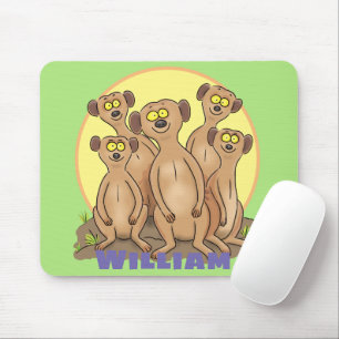 Funny meerkat family cartoon illustration mouse pad