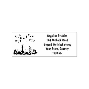 Funny meerkat family cartoon illustration rubber stamp