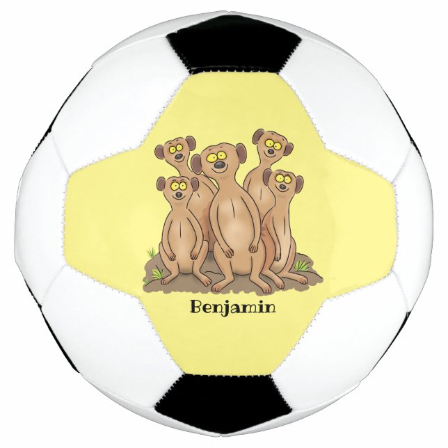 Funny meerkat family cartoon illustration soccer ball (Front)