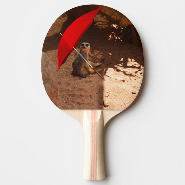 Funny Meerkat Sitting Under Umbrella, Ping Pong Paddle (Front)