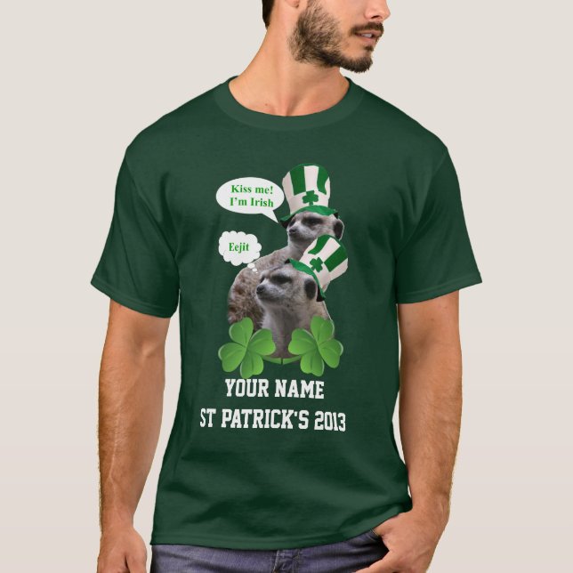 Funny meerkat St Patrick's day T-Shirt (Front)