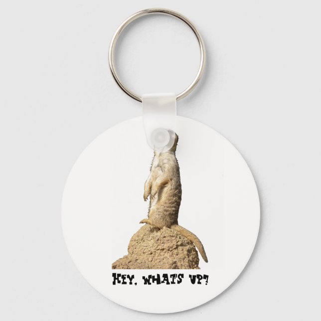 Funny Meerkat Standing Up Key Ring (Front)