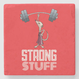 Funny Meerkat Strong Stuff Weightlifter Cartoon Stone Coaster