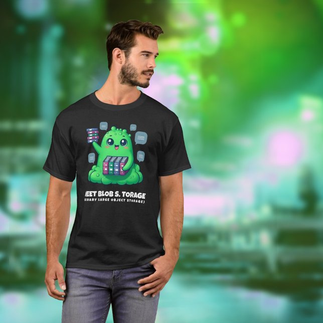 Funny Meet Blob S. Torage T-Shirt (Funny Meet Blob S. Torage T-Shirt Green Glow Urban Street Cover Photo)