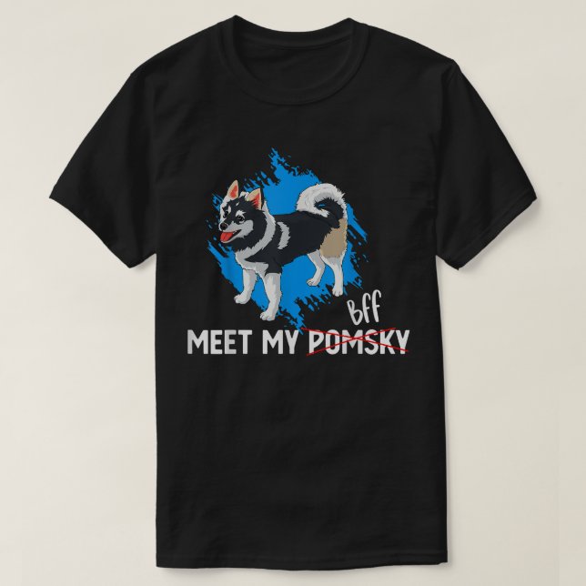 Funny Meet My BFF Pomsky Pet Dog Owners  T-Shirt (Design Front)