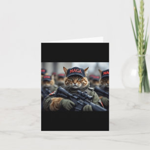 Funny Mega Cat With Rifle - Humourous Donald Trump Card