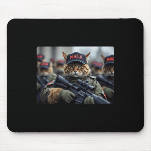 Funny Mega Cat With Rifle - Humourous Donald Trump Mouse Pad