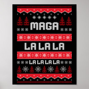Funny Mega-la-la-la Donald Trump Christmas Sweater Poster