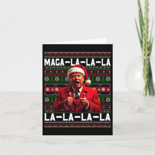 Funny Mega-la-la-la Trump Santa Hat Ugly Christmas Card