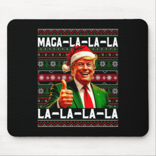 Funny Mega-la-la-la Trump Santa Hat Ugly Christmas Mouse Pad