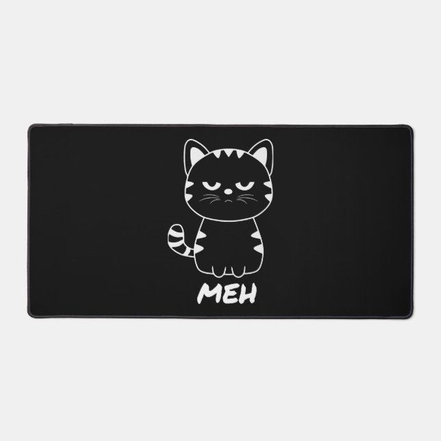 Funny Meh Cat for Cat Lovers Desk Mat (Front)