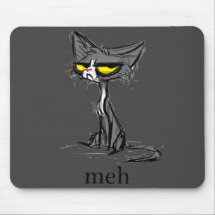 Funny Meh Cat Gift For Cat Lovers Mouse Pad