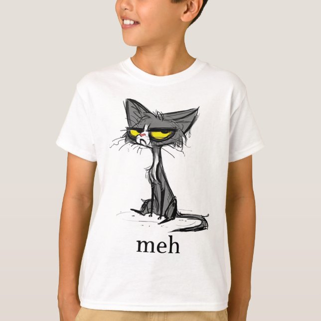 Funny Meh Cat Gift For Cat Lovers  T-Shirt (Front)