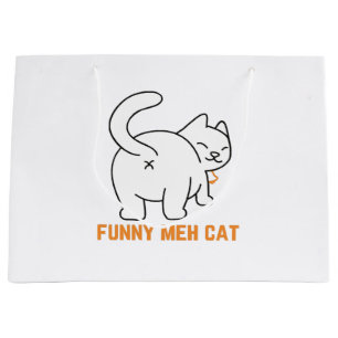 Funny Meh Cat Large Gift Bag
