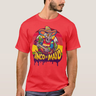 Funny Meican Skeleton With Guitar Cinco De Mayo Vi T-Shirt