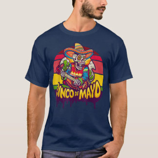 Funny Meican Skeleton With Guitar Cinco De Mayo Vi T-Shirt