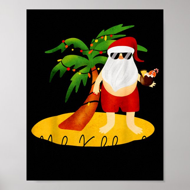 Funny Mele Kalikimaka Aloha Christmas Hawaiian San Poster (Front)