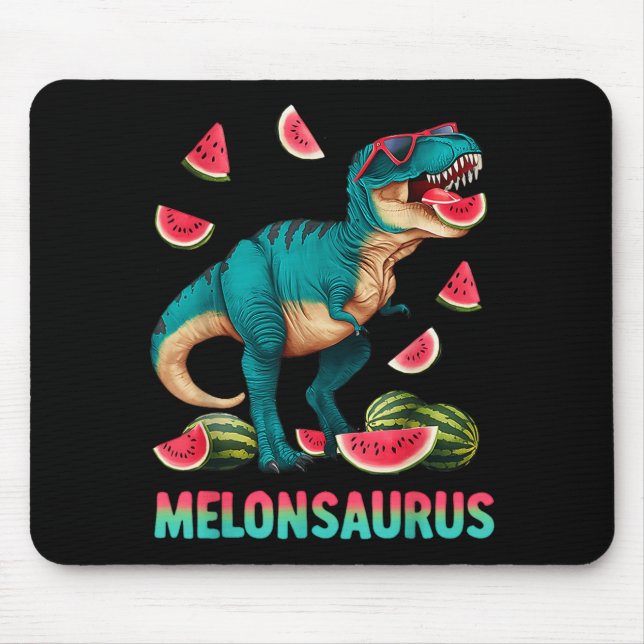Funny melonsaurus watermelon dinosaur t rex summer mouse pad (Front)
