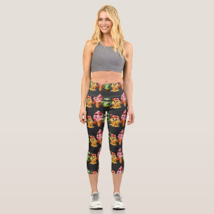 Funny Melting Ice Cream Squad Kawaii Character Art Capri Leggings
