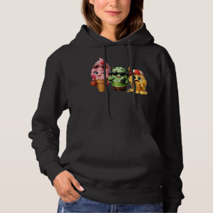 Funny Melting Ice Cream Squad Kawaii Character Art Hoodie