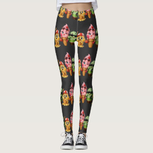 Funny Melting Ice Cream Squad Kawaii Character Art Leggings