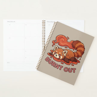 Funny Melting Red Panda Burnt Out Sticker | Cute Planner