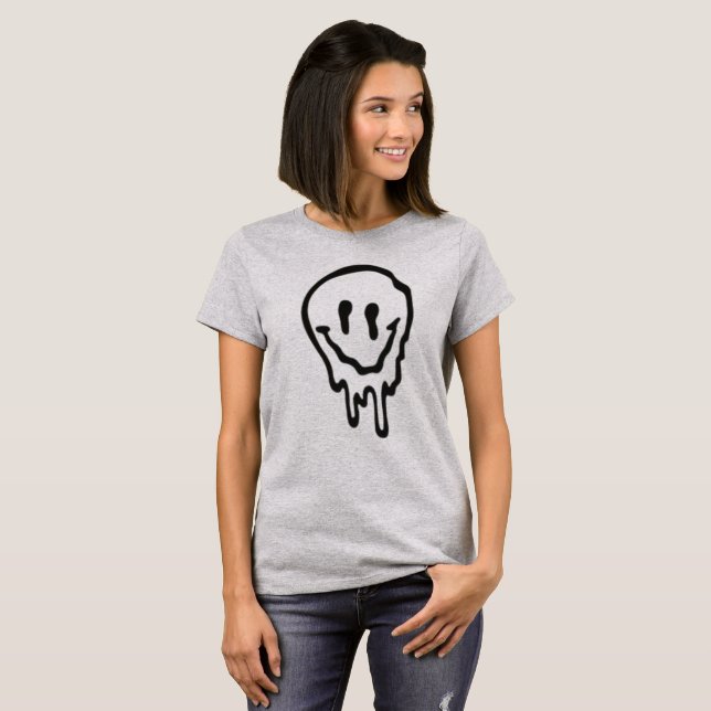 Funny Melting Smiley Face Graphic T-Shirt - Relata (Front Full)