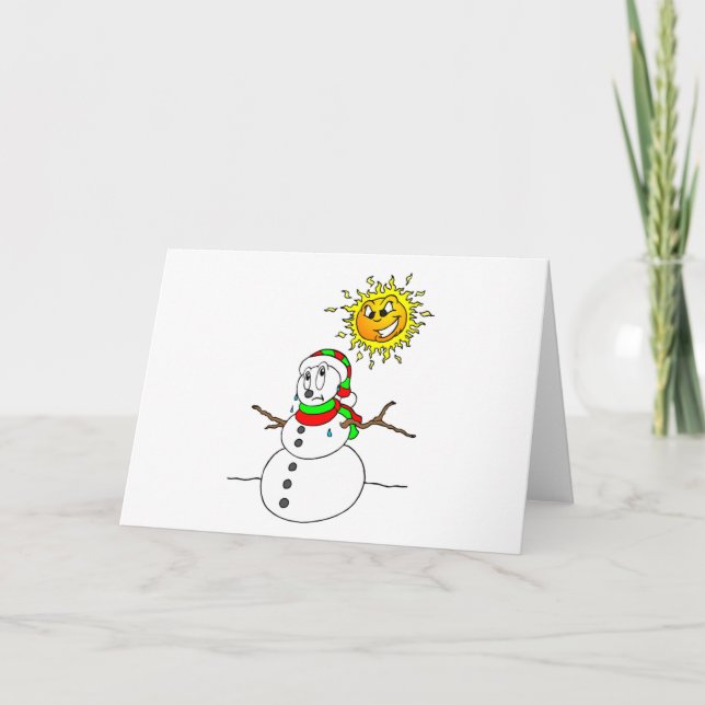 Funny Melting Snowman Blank Xmas Holiday Christmas Card (Front)