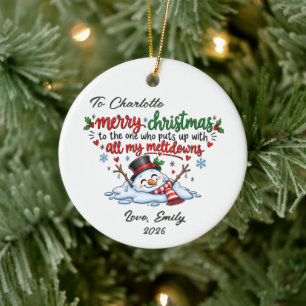 Funny Melting Snowman Christmas Ornament