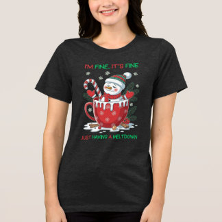 Funny Melting Snowman Christmas Tri-Blend Shirt