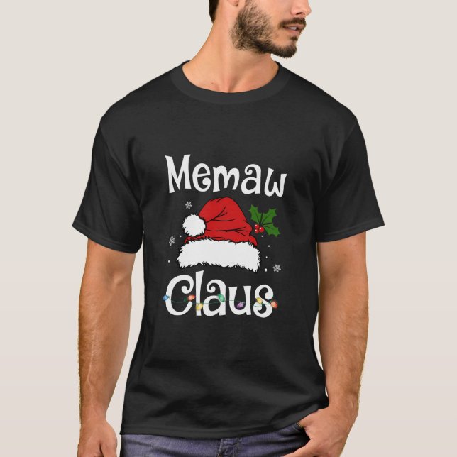 Funny Memaw Claus Christmas T-Shirt Pyjamas Santa  (Front)