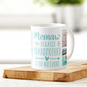 Funny Memaw Grandchildren Names & Photo Collage Coffee Mug